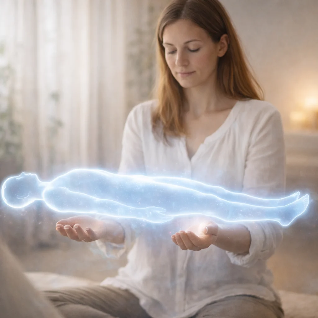 Aura- & Lichtkörperarbeit Das Bild zeigt eine Aura- und Lichtkörperarbeit einer Schamanin. schamanische Ausbildung mit Ralph