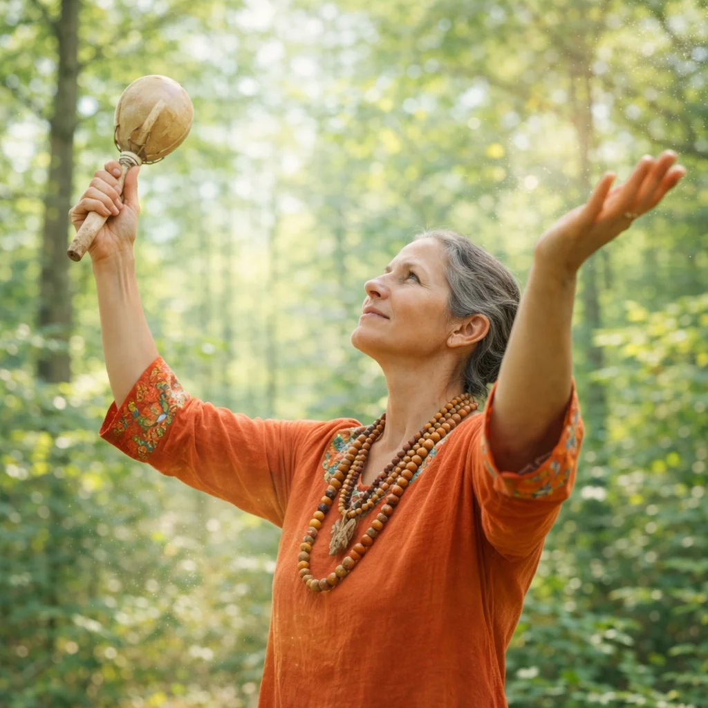 Öffnung des heiligen Raumes Schamanin öffnet den heiligen Raum